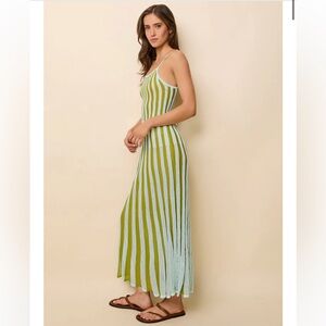 SOLID & STRIPED Green and Blue Kaylee Rib Cover-Up Dress